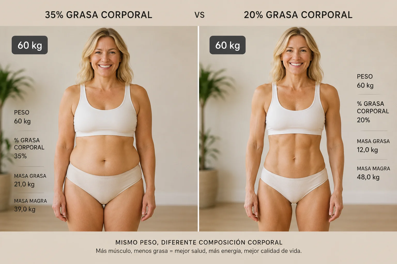 Mismo peso, diferente composicion corporal